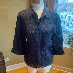 rag & bone Navy Eyelet Button Down Shirt